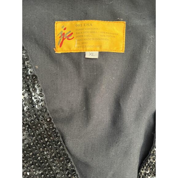 Vintage JK Vest XL Black Sequin Western Cowboy Chili Pepper Cactus 90s - Picture 4 of 7